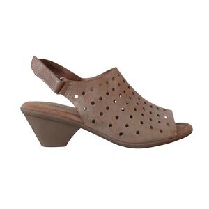 Comfortiva Nubuck Leather Slingback Sandals 9.5 Brown Perforated Memory Foam